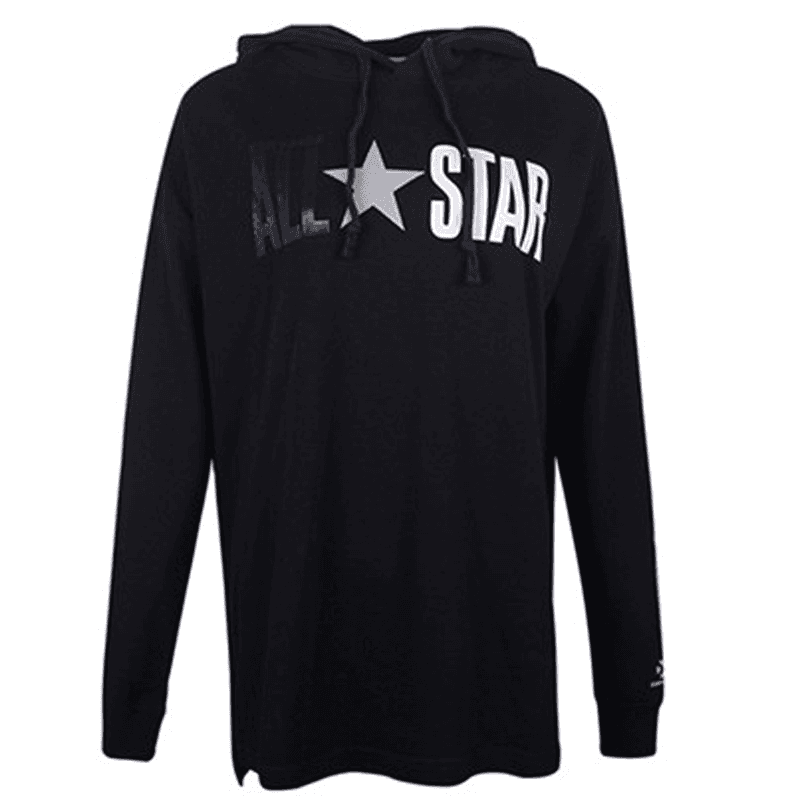 Худи Converse ALLSTAR FLEECEPO модный универсальный худи с принтом женский черный - изображение 1