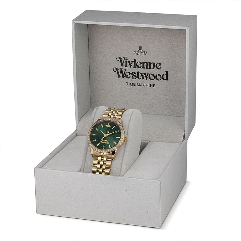 Механические часы Vivienne Westwood Часы на запястье Кварцевый механизм 32 мм Зеленый циферблат Женские часы - изображение 4
