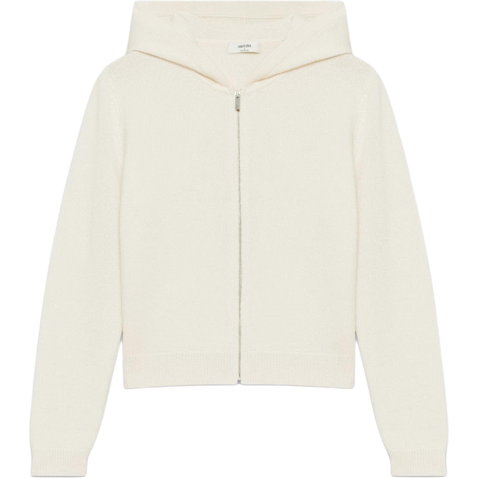 ARITZIA Плюшевый круглый узор с капюшоном свитер с молнией женский шепот белый шепот белый - изображение 1