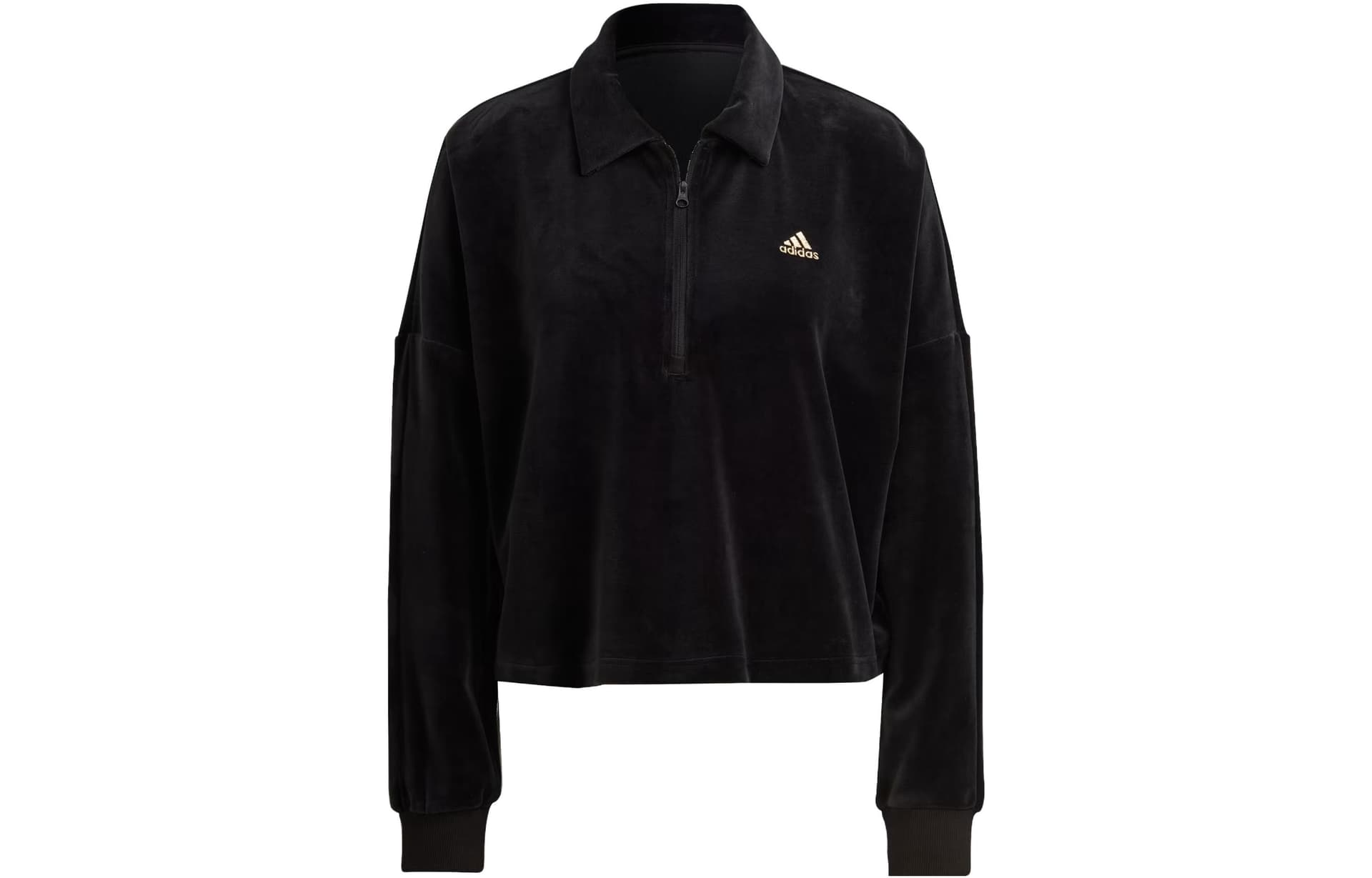 Куртка adidas Crop Velour Quarter-Zip Sweatshirt Logo - изображение 1