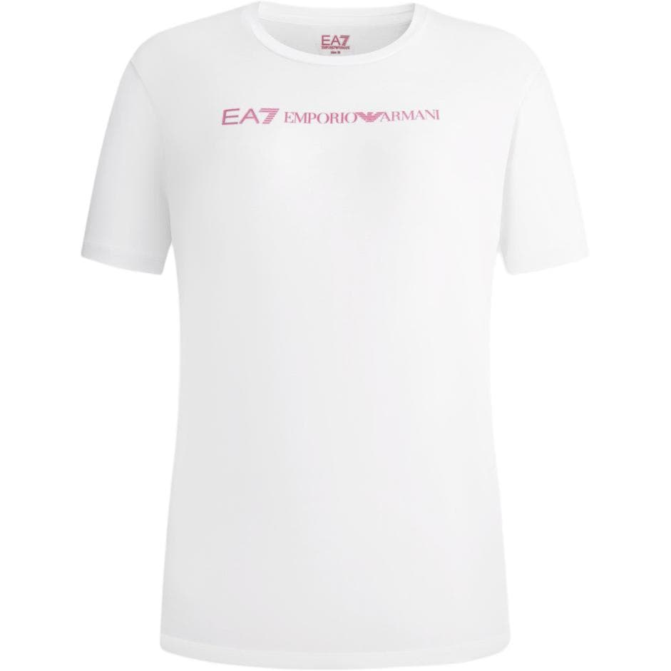 Футболка EMPORIO ARMANI EA7 SS23 Пуловер с круглым вырезом и короткими рукавами белая футболка для женщин с логотипом - изображение 1