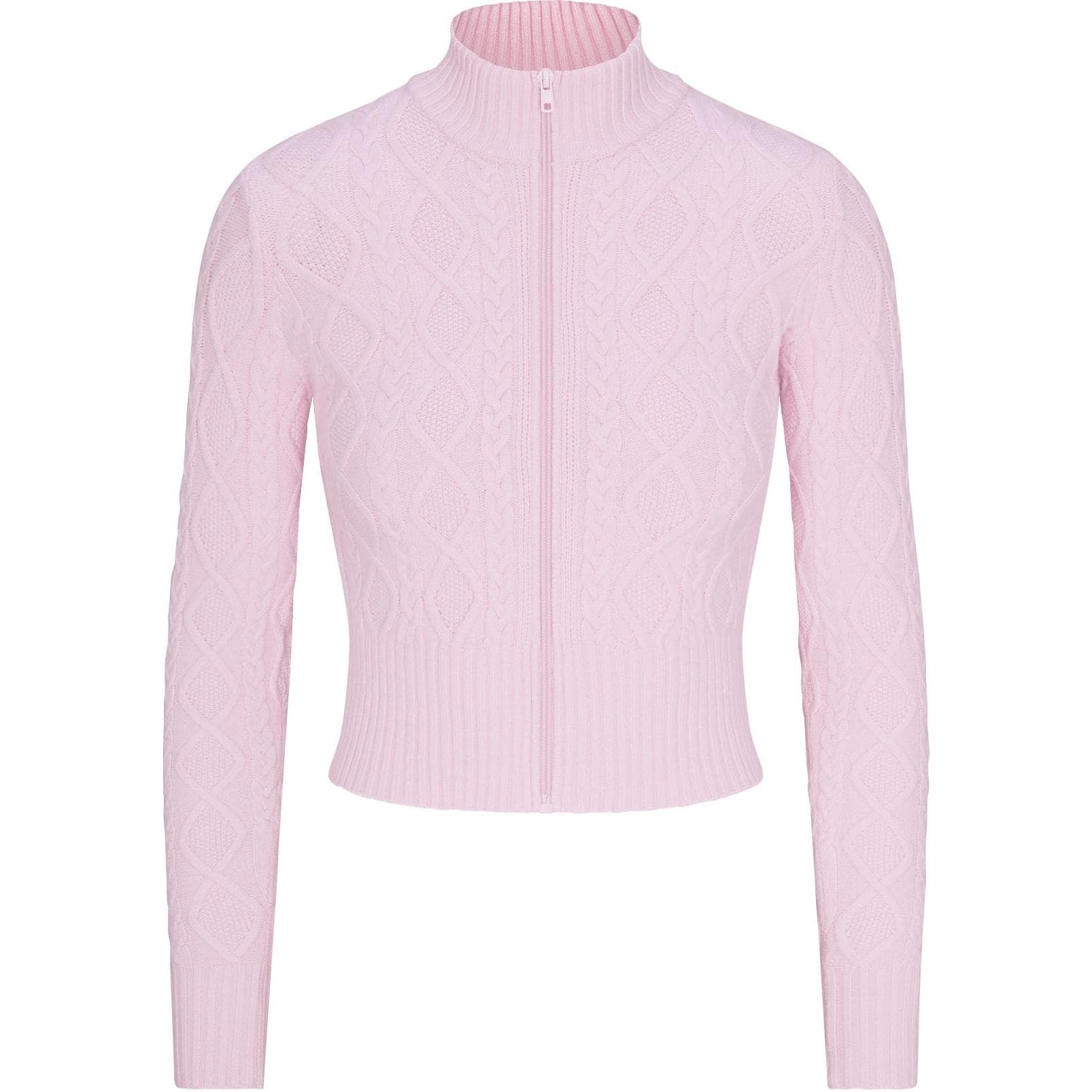 Кофта Skims FW24 Зимняя теплая коллекция Свитер KNIT ZIP UP Трикотаж Женский Детский Розовый Светло-розовый - изображение 1