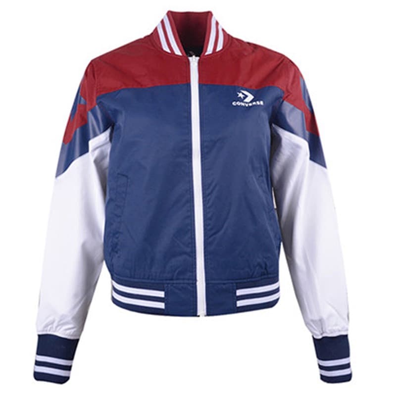 Куртка Converse Women’s Non-Padded Bomber Цветовой блок бейсбольный воротник куртка синий/красный/белый - изображение 1