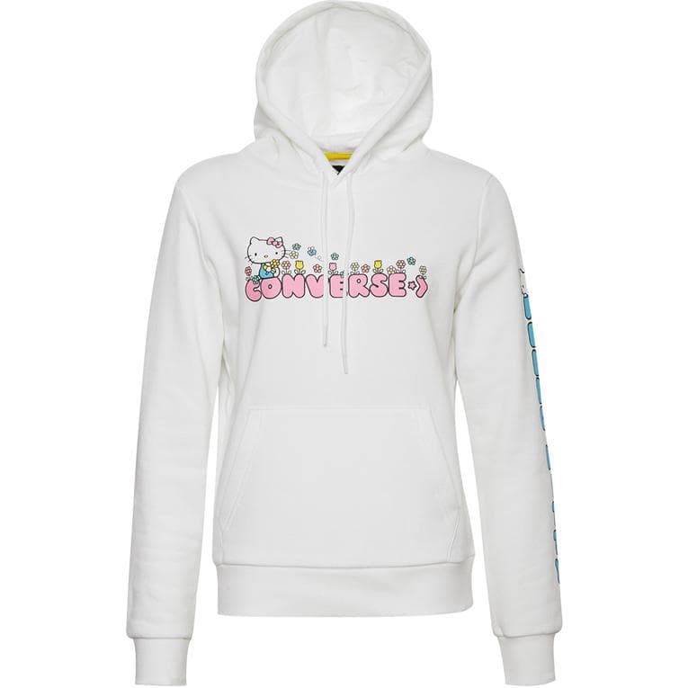 Худи Converse x Hello Kitty Совместная коллекция Спортивная повседневная серия Модный удобный мягкий худи Женский Белый - изображение 1