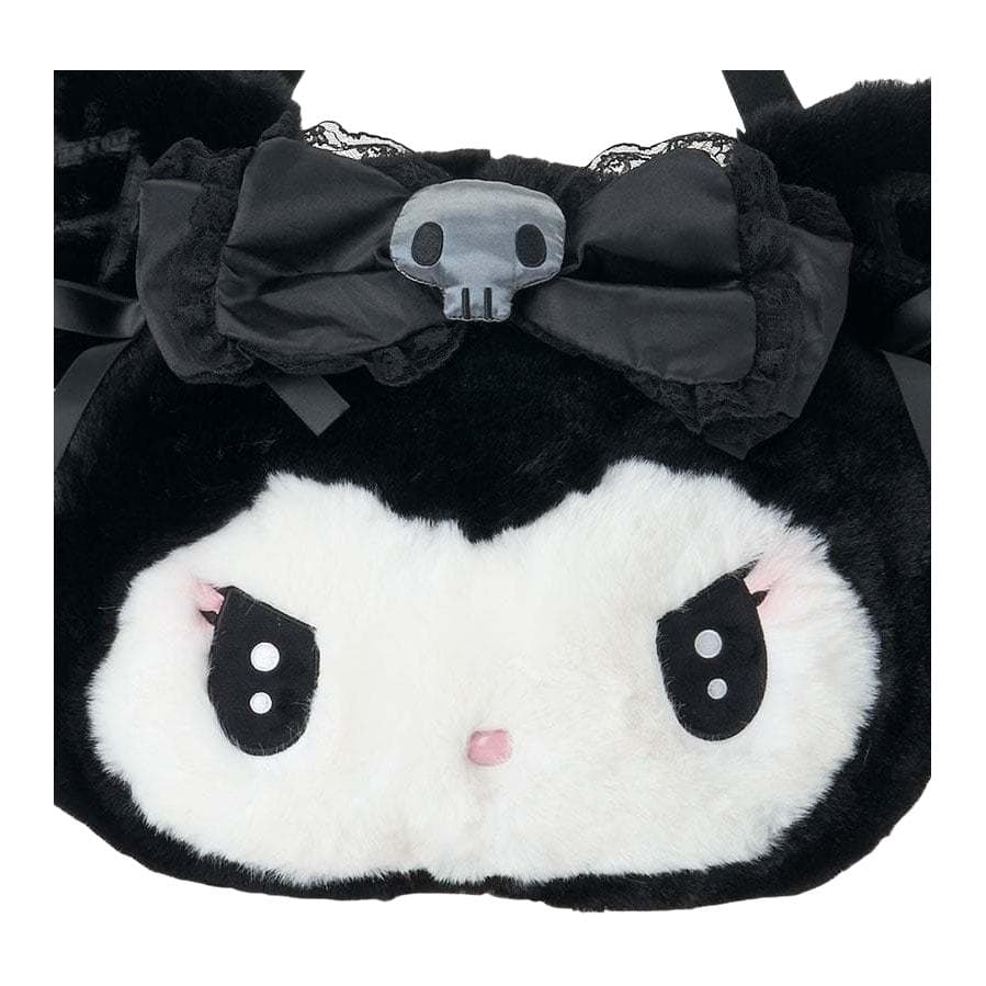 Мини-сумка Sanrio Kurumi Коллаборация Плюшевая Сумка-тоут Сумка для покупок Сумка через плечо Женская Черная Белая - изображение 4