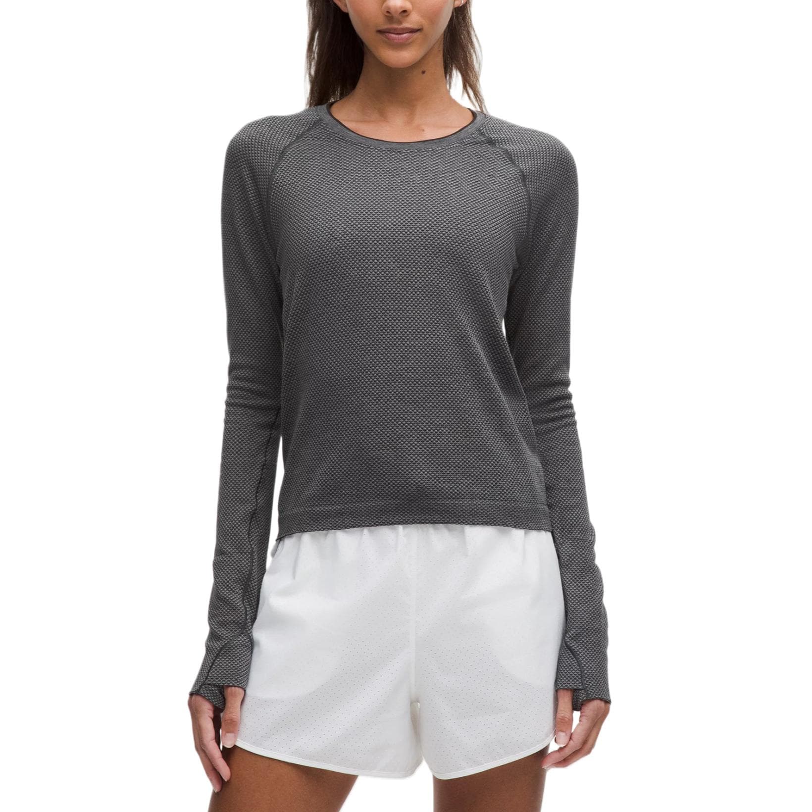 Блузка Lululemon Swiftly TechTextured KNIT Длинный рукав Silverescent™ Рубашка Женская Серый Графитовый Серый - изображение 1