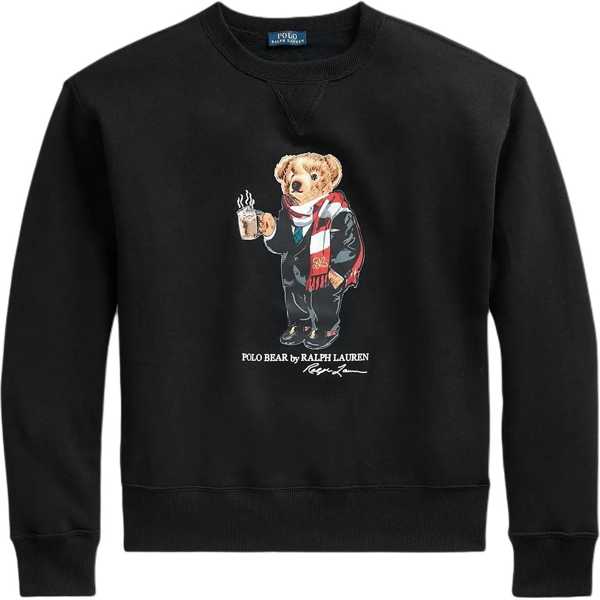 Худи Polo Ralph Lauren FW23 Кофе Медвежонок Узор Круглый вырез С флисовой подкладкой Длинный рукав Толстовка Женское Черное - изображение 1