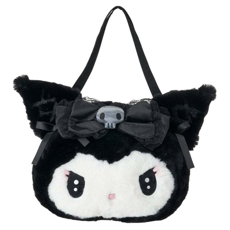 Мини-сумка Sanrio Kurumi Коллаборация Плюшевая Сумка-тоут Сумка для покупок Сумка через плечо Женская Черная Белая - изображение 1