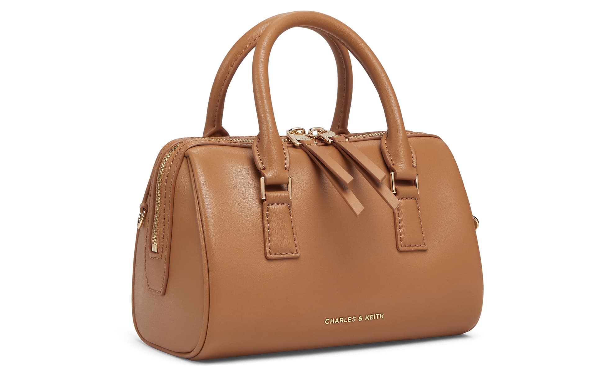 Сумка CHARLES&KEITH Боулинг-сумка Boston с узором узла и молнией, PU, через плечо, маленький размер, женская, кремово-молочный белый/рыжевато-коричневый/светло-розовый - изображение 2