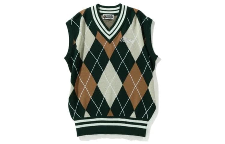BAPE Embroidery Argyle Knit Vest V - изображение 1