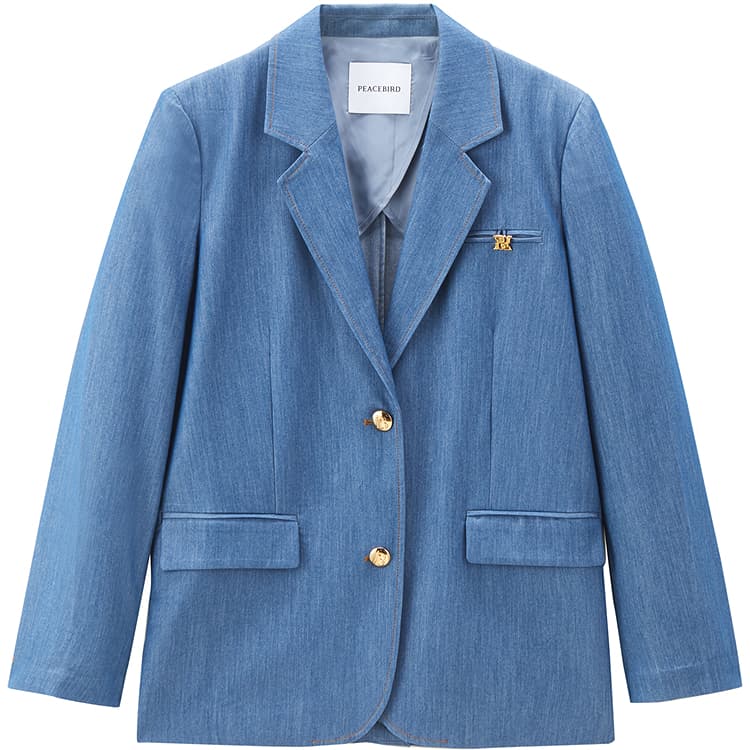 Peacebird Loose Single-Breasted Blazer Blue - изображение 1