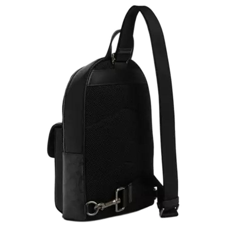 Мини-сумка COACH Покрытый холст с телячьей кожей Сумка через плечо Маленькая Унисекс Черная - изображение 2