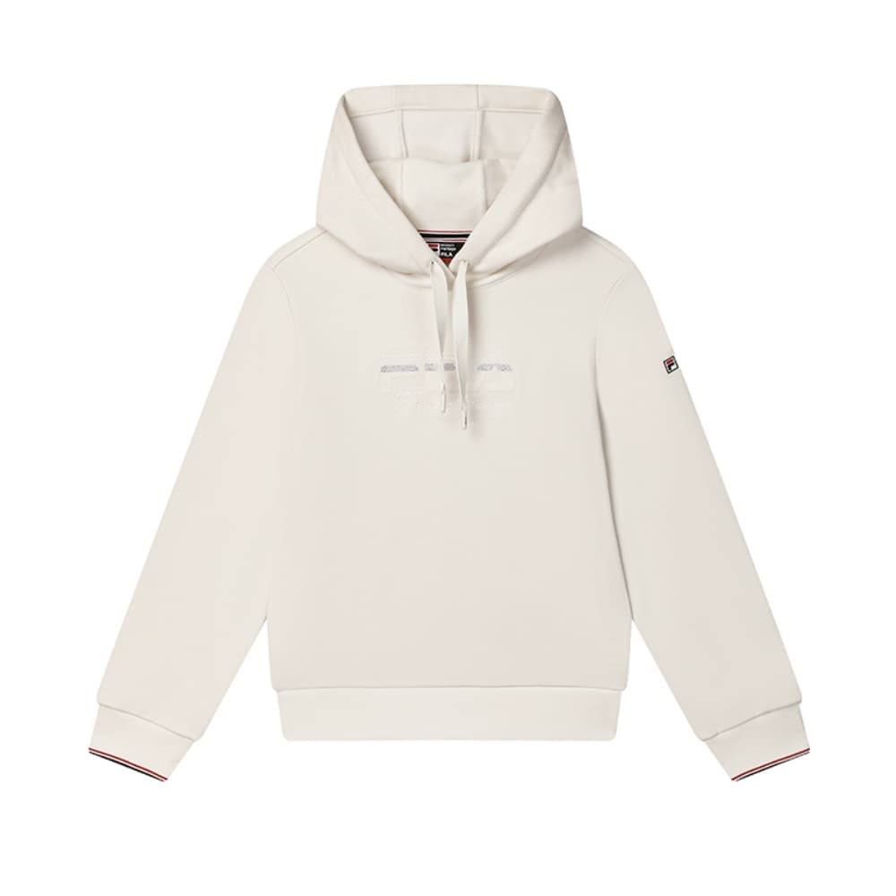 Худи FILA WHITE С флисовой подкладкой Термический Трендовый Повседневный Универсальный Вязаная Ткань Толстовка с капюшоном - изображение 1