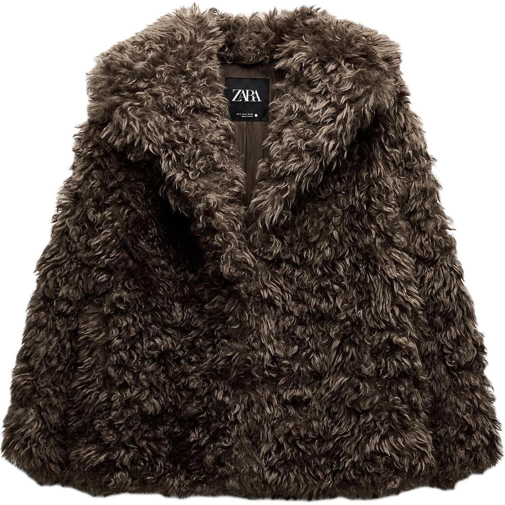ZARA ZW Бархат Feel Пальто Женское Шоколадное - изображение 1