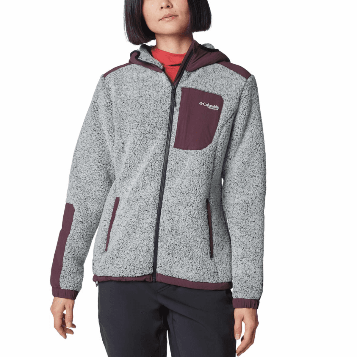 Columbia Arctic с капюшоном флисовый бархат пальто женское серый - изображение 1