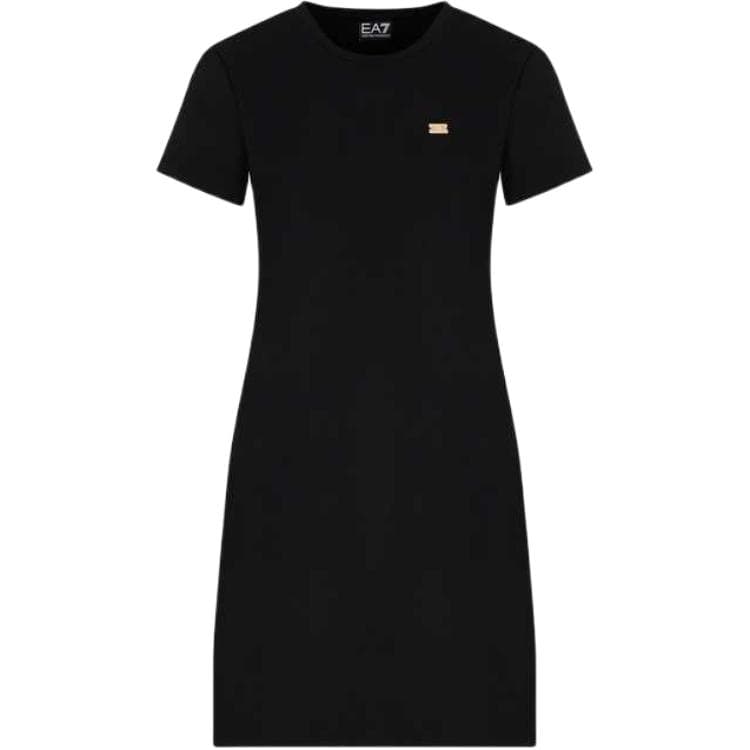 Платье EMPORIO ARMANI EA7 SS25 Короткое платье с короткими рукавами женское черное - изображение 1