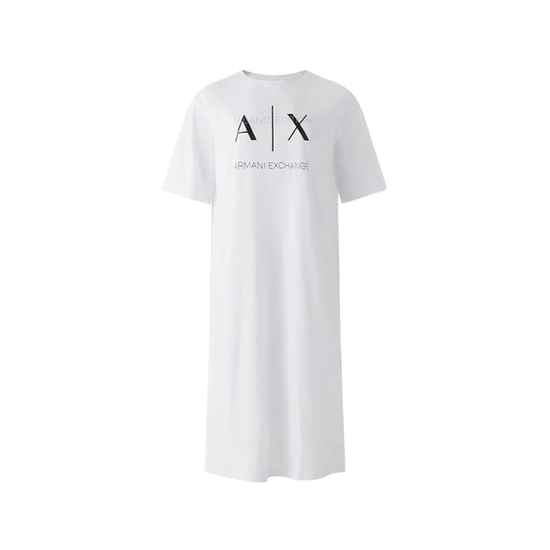 Платье ARMANI EXCHANGEAE Короткое платье с короткими рукавами женское белое - изображение 1