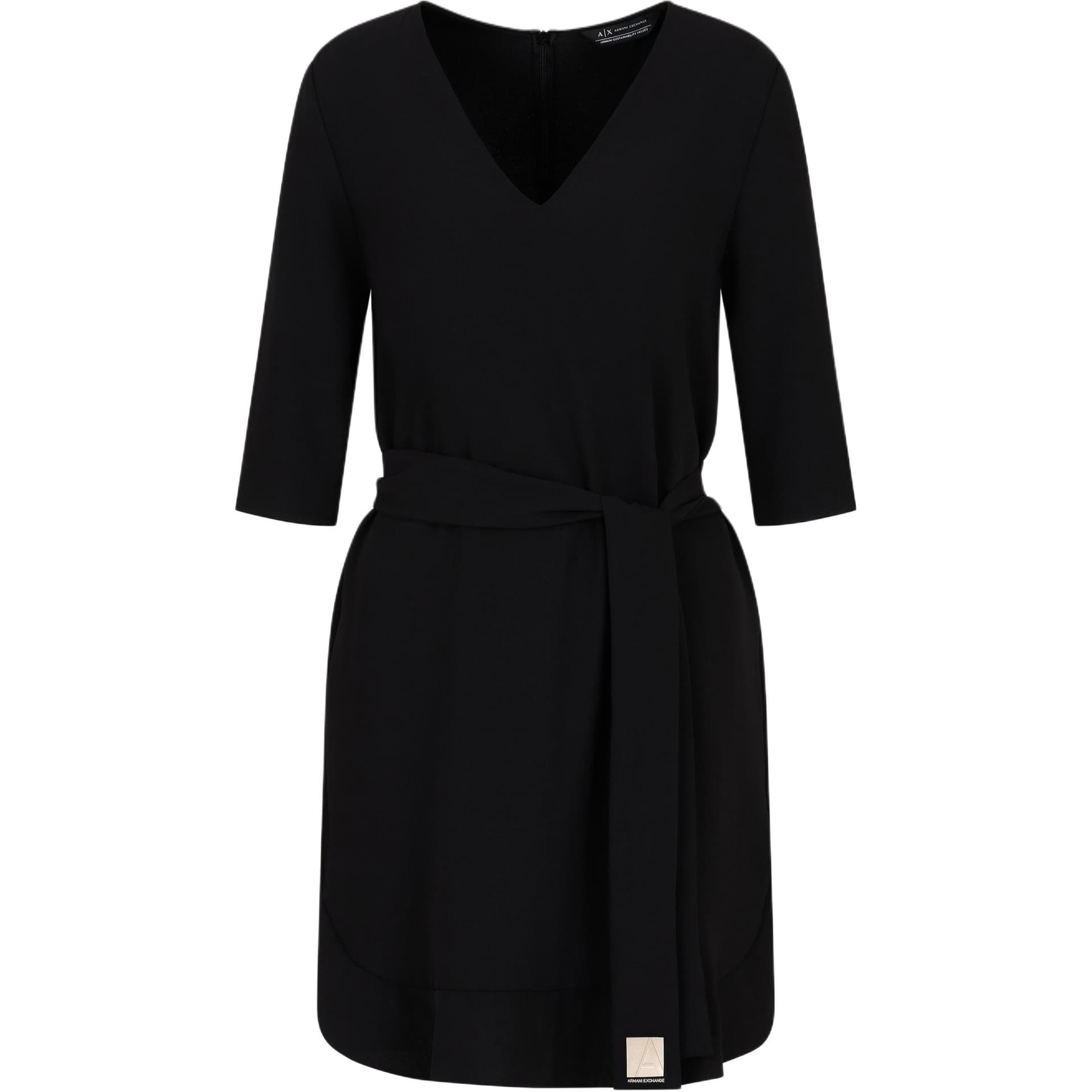 Платье ARMANI EXCHANGE FW24 Короткий Sleeved Платье Женские Черный - изображение 1