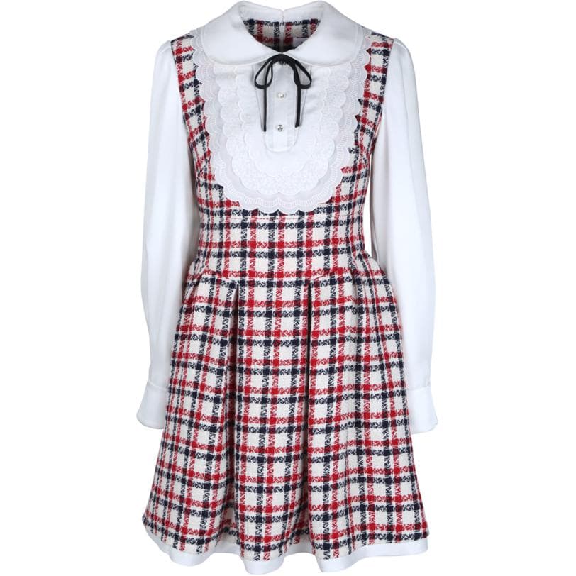 Платье JORYAweekend Длинный Sleeved Платье Женские Красная клетка - изображение 1