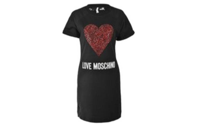Платье LOVE MOSCHINO Черное Женское Короткое Платье с Рукавами - изображение 1