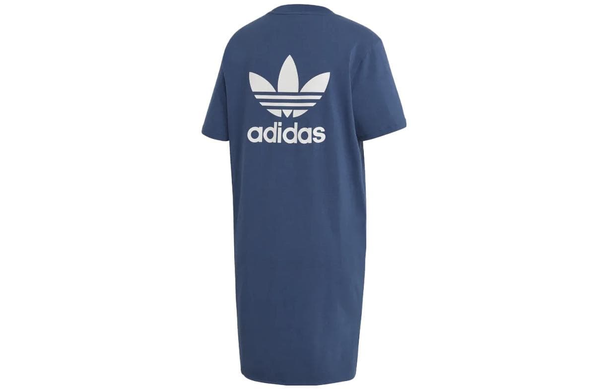 Платье Adidas Originals Короткое платье с короткими рукавами женское темно-синего цвета - изображение 1