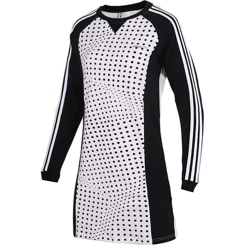Платье Adidas Neo Длинное платье с длинными рукавами Женское Черно-белое - изображение 1