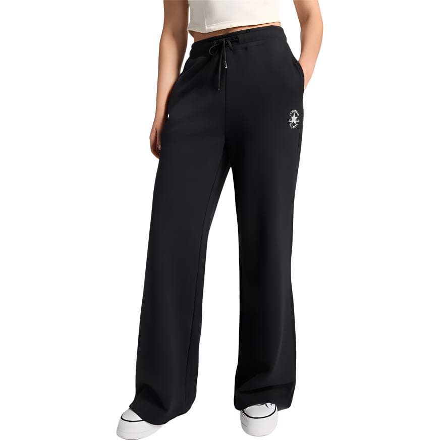 Штаны Converse Fleece Pants Logo Вязаные Тренировочные брюки с принтом На шнурках Женские Черный - изображение 1