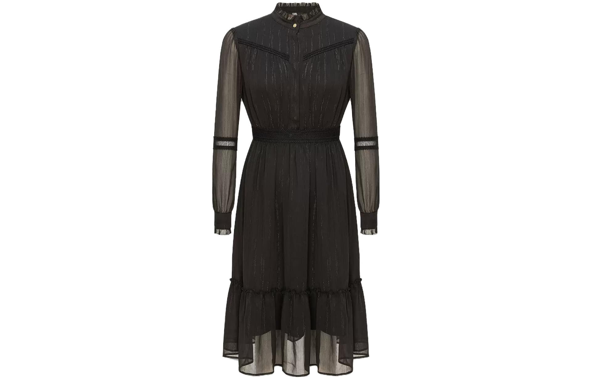 Платье KARL LAGERFELD Длинный Sleeved Платье Женские Черный - изображение 1