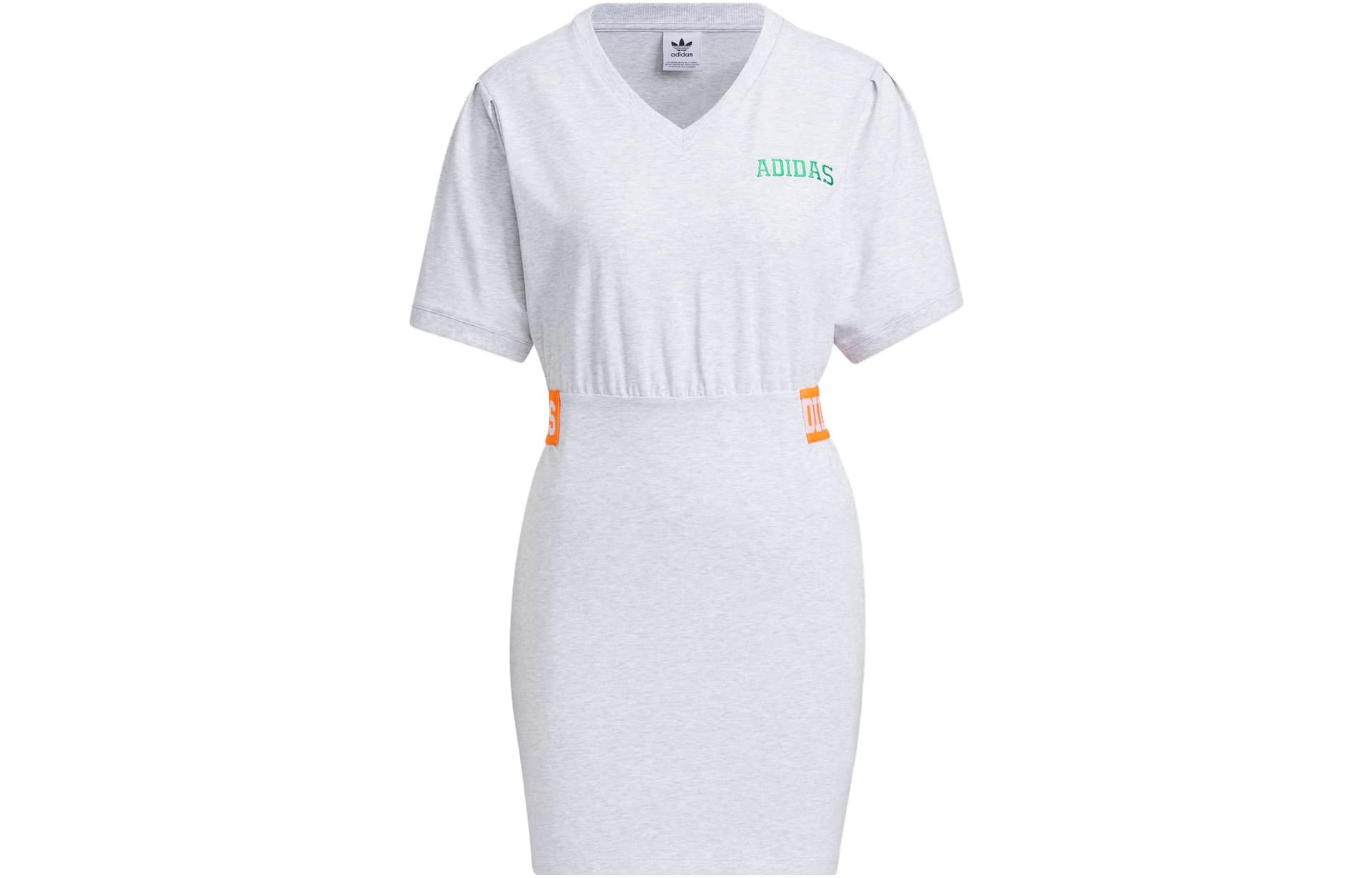 Платье Adidas Originals Короткое платье с короткими рукавами для женщин светло-серый цвет - изображение 1