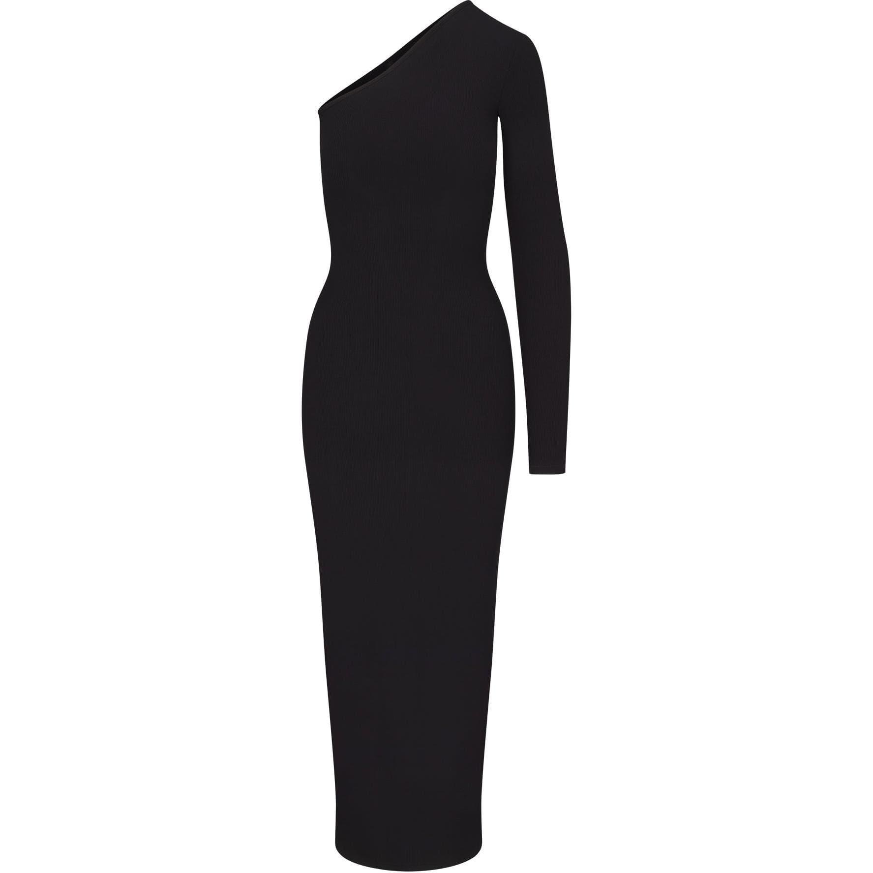 Платье SKIMS FW24 SOFT LOUNGE Одно плечо Длинное платье с длинным рукавом Женское Оникс Оникс - изображение 1