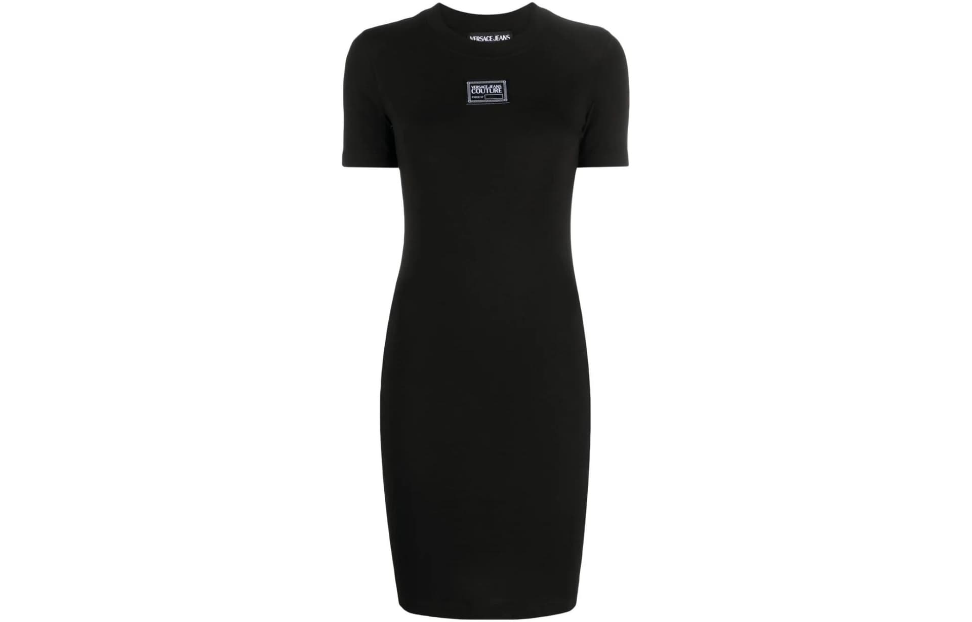 Платье VERSACE JEANS COUTURE SS23 Короткое платье с короткими рукавами женское черное - изображение 1