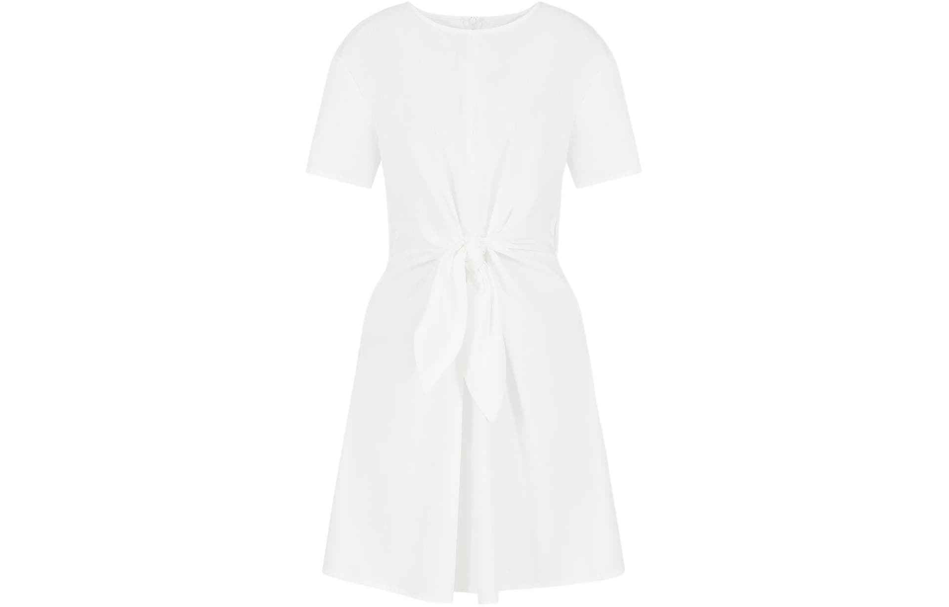 Платье Emporio Armani SS24 Короткое платье с короткими рукавами для женщин белое - изображение 1