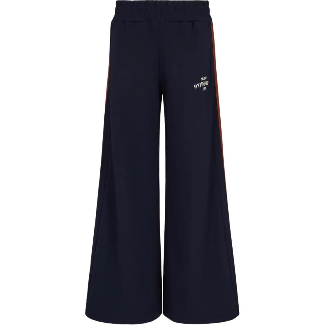 Штаны EMPORIO ARMANI SS25 Вязаные тренировочные брюки женские морского синего цвета - изображение 1