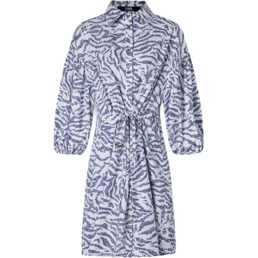 Платье KARL LAGERFELD Короткий Sleeved Платье Women's White Синий - изображение 1