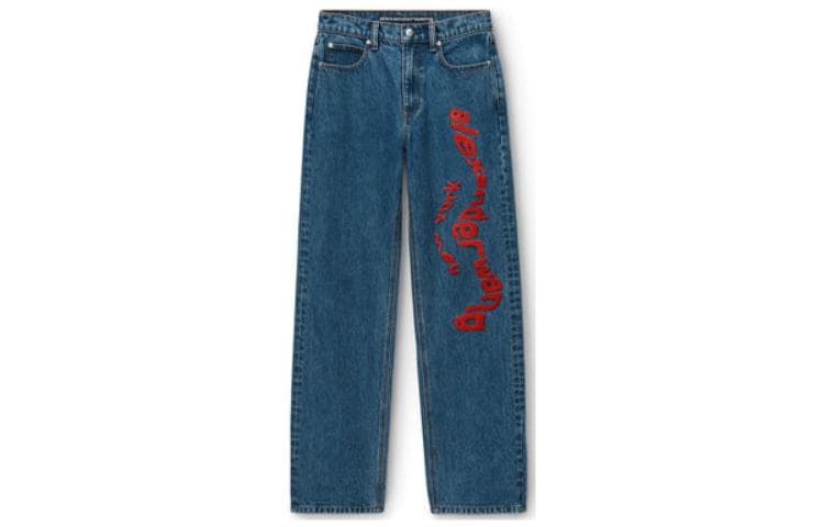 Джинсы alexander wang Ez Wavy Logo Jean In Denim - изображение 1