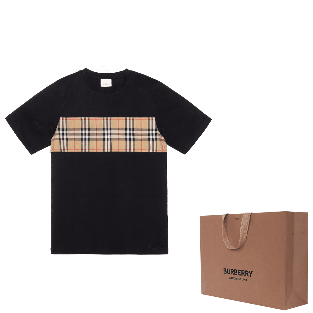 Футболка Burberry SS23 Patchwork Stripe T-Shirt Kids Black — фото 9