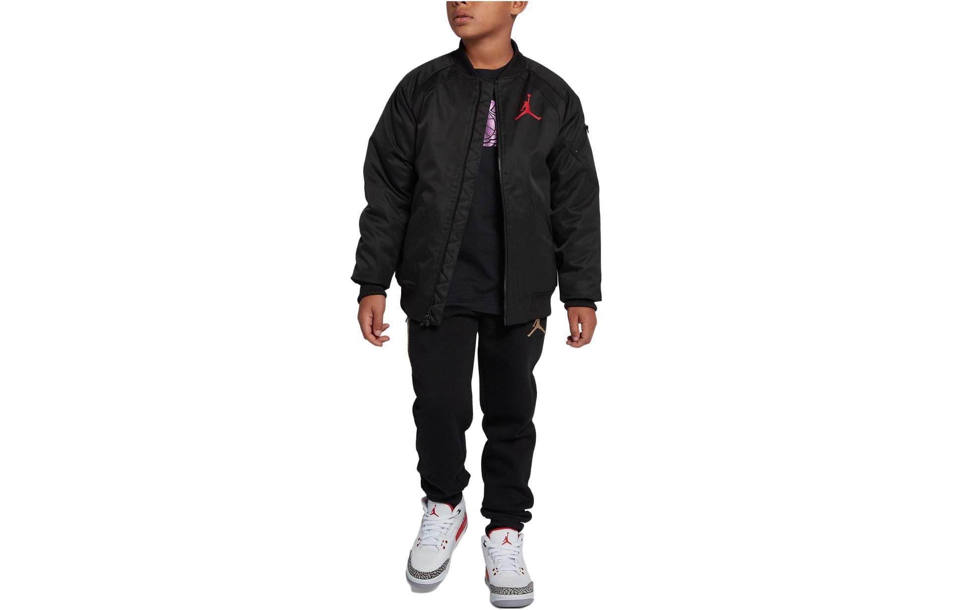 Jordan Jacket с принтом логотипа, термозащитный, черный, детский - изображение 1