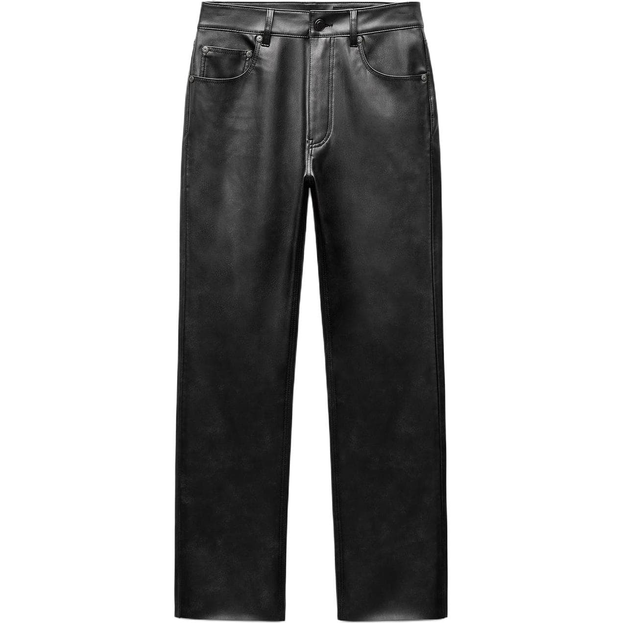 ZARA ZW Кожаные Брюки Женские Черные - изображение 1