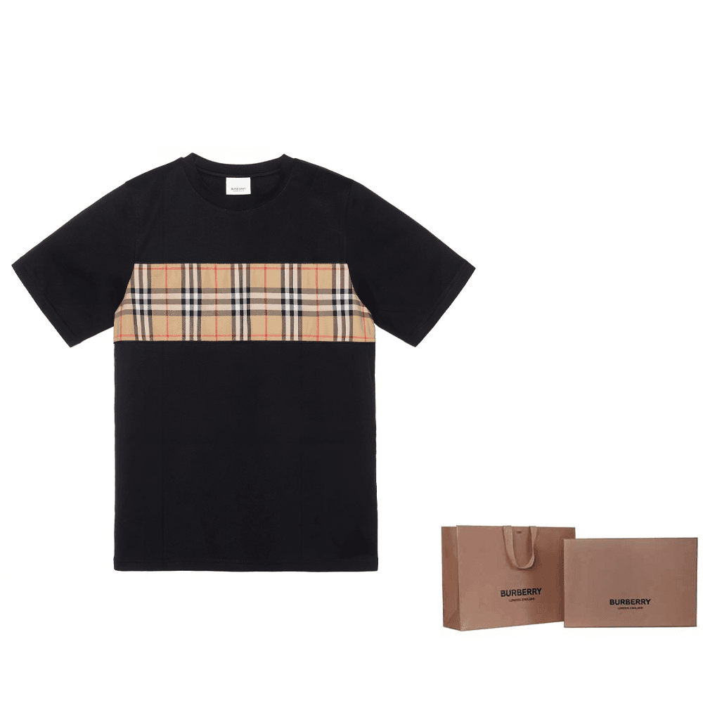 Футболка Burberry SS23 Patchwork Stripe T-Shirt Kids Black — фото 11