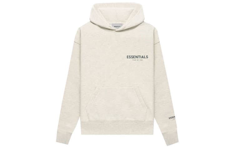 Fear of God Essentials FW21 Kids Pullover Hoodie Light Heather Oatmeal Logo - изображение 1