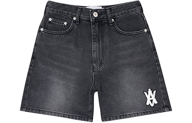 acme de la vieADLV A Logo Emblem Patch Denim Short Pants Black - изображение 1