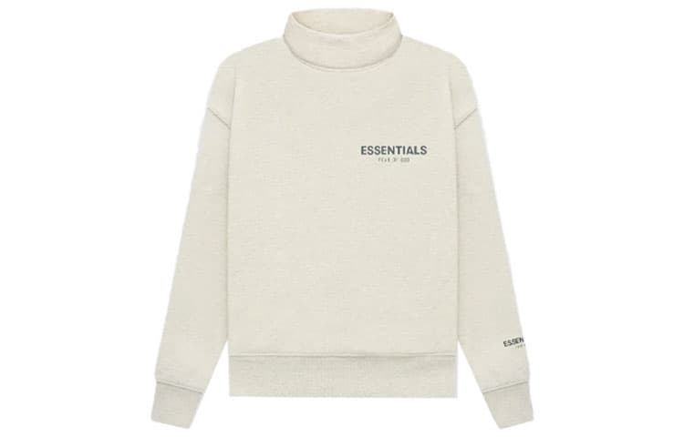 Fear of God Essentials FW21 Kids Pullover Mockneck Light Heather Oatmeal Logo - изображение 1