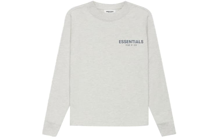 Кофта Fear of God Essentials SS21 Kids Long Sleeve Tee Light Heather Oatmeal LogoT - изображение 1