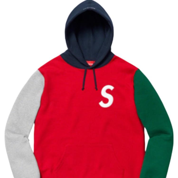 Кофта Supreme SS19 S Logo Colorblocked Hooded Sweatshirt Red - изображение 2