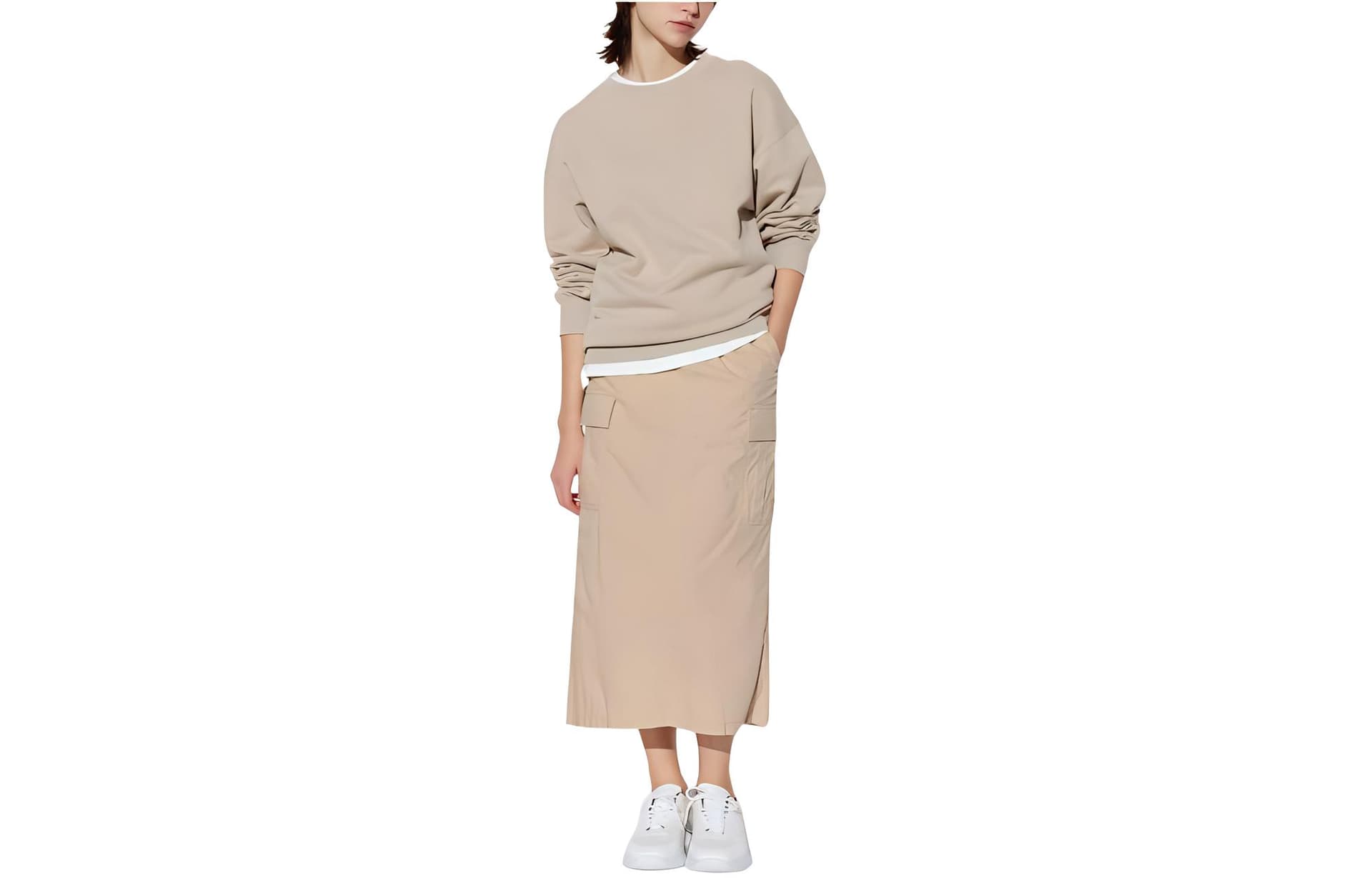 Юбка UNIQLO Повседневная длинная юбка женская бежевая - изображение 1