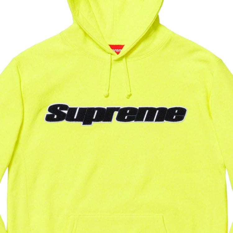 Кофта Supreme SS19 Chenille Hooded Sweatshirt Neon Yellow - изображение 2