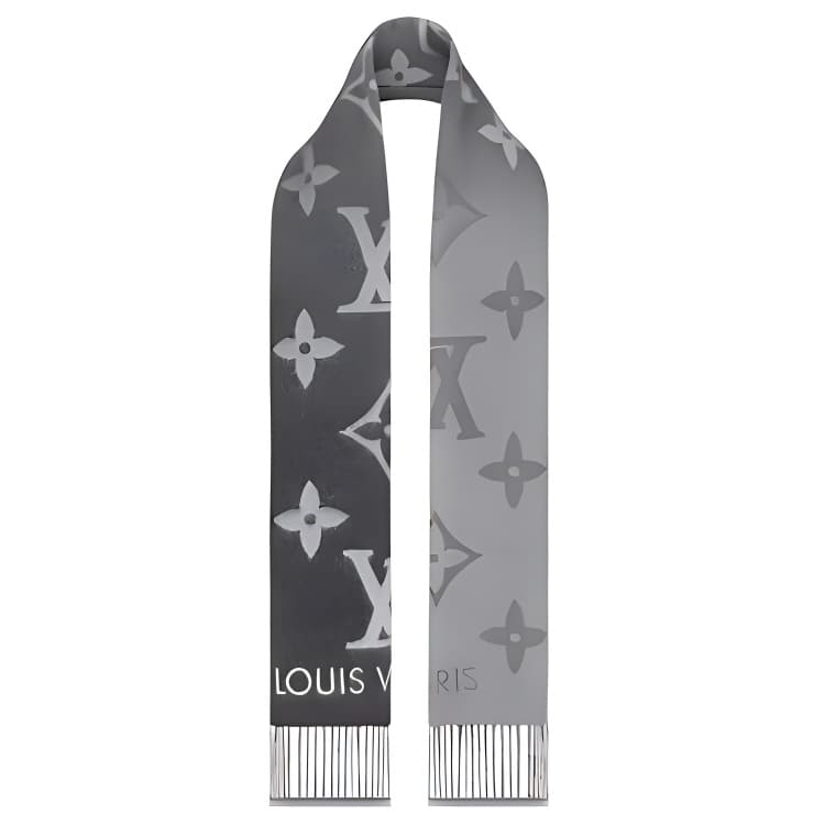 Шарф Louis Vuitton Classic Logo Cashmere Scarf Gray Black - изображение 2