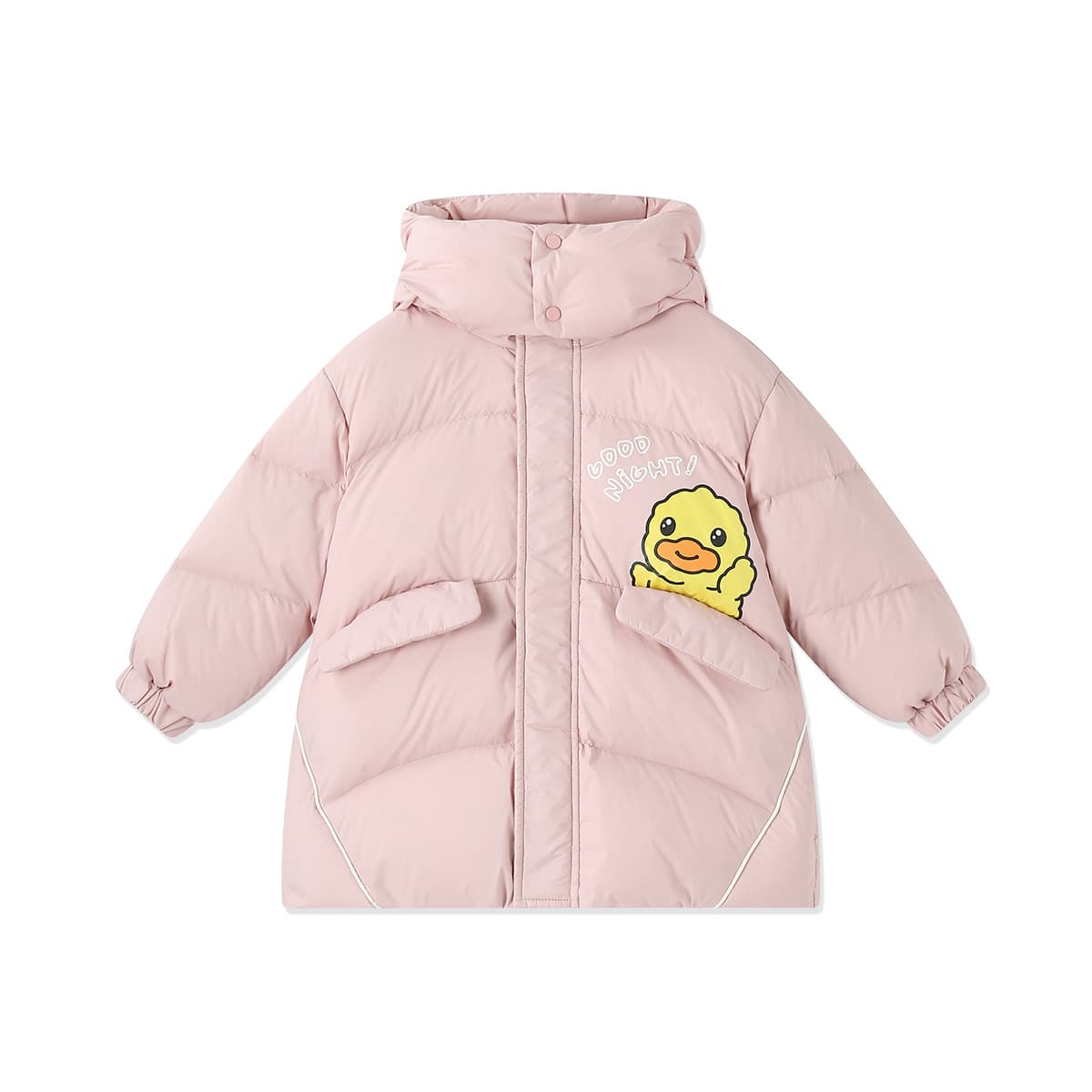 B.Duck Пуховик Желтая утка Утолщенный и с флисовой подкладкой Удобный Мягкий Нежно-розовый Для детей 3-7 лет - изображение 1