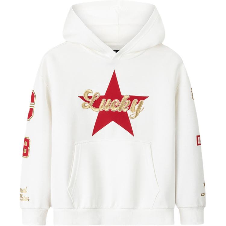 Converse Толстовка All Star серия Китайский Новый год Версия с буквами Повседневная С капюшоном Длинный рукав Классический белый Дети в возрасте от 3 до 7 лет - изображение 1