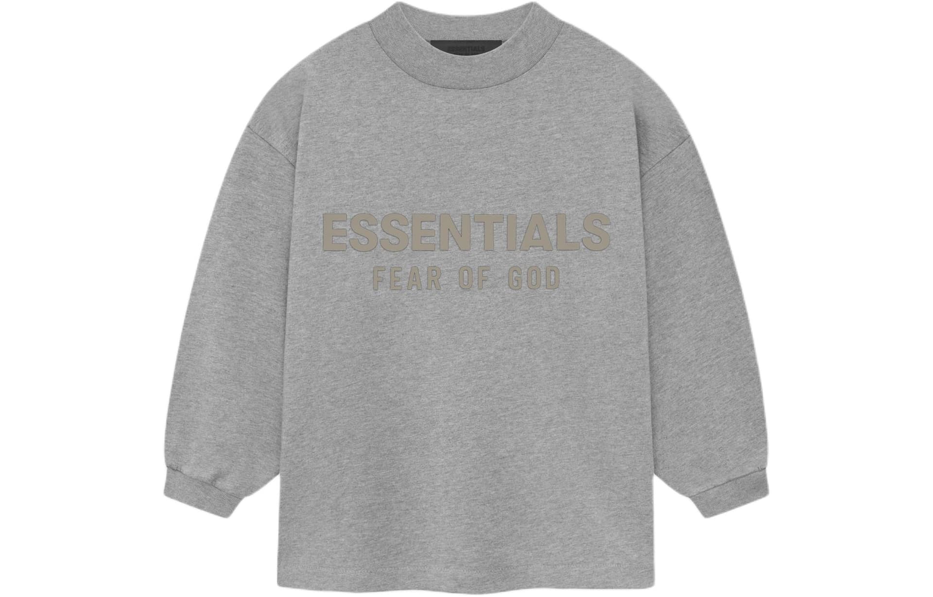 Футболка Fear of God Essentials SS24 Kids LS Tee logoT DARK HEATHER OATMEAL - изображение 1